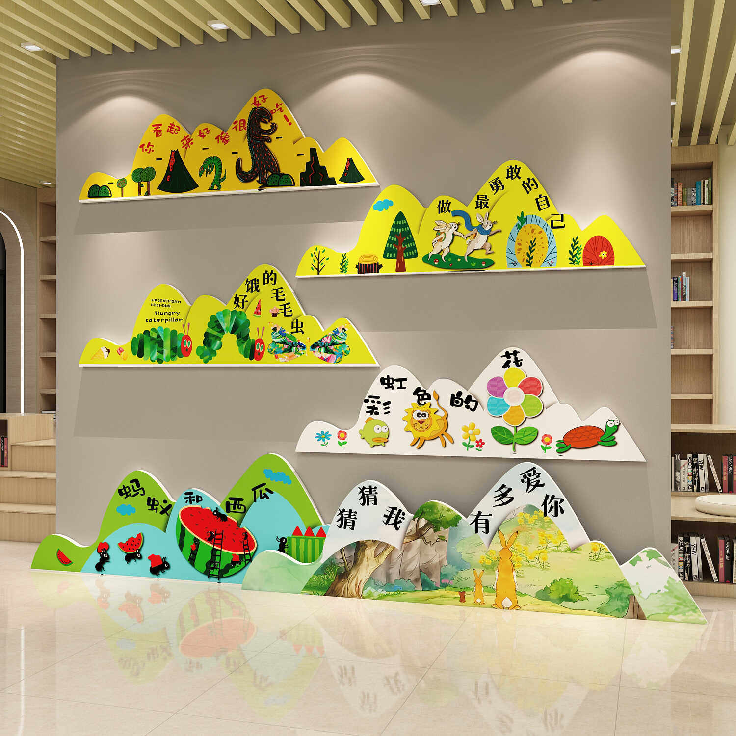 幼儿园绘本馆墙面装饰图书角阅读区月文化墙环境布置环创主题成品