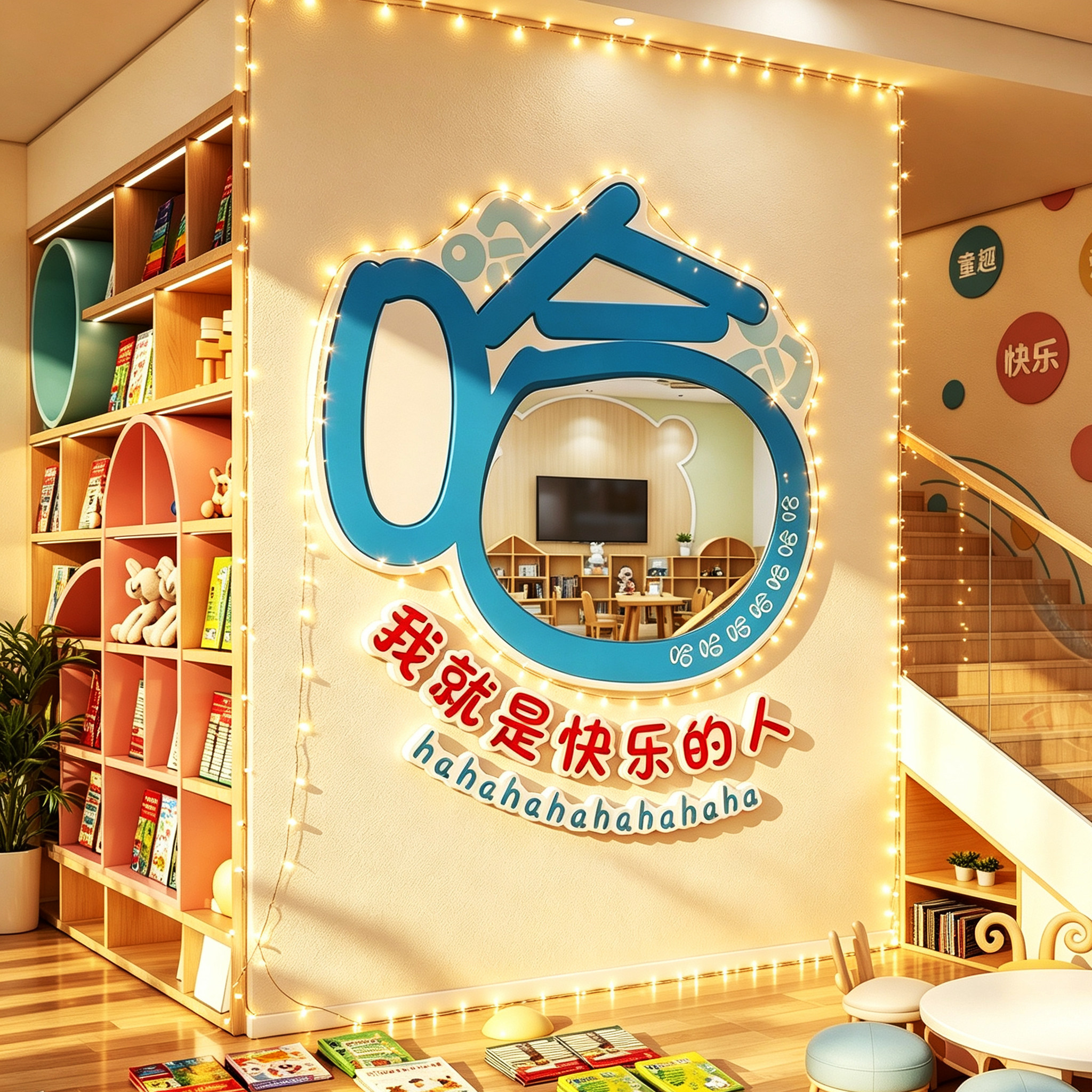 网红打卡哈哈镜墙贴防水可移除