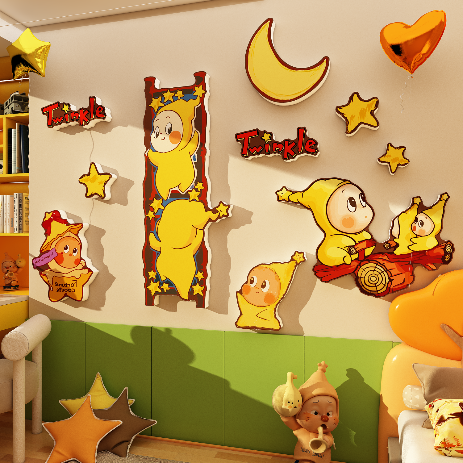 网红星星人主题儿童生日场景房间布置墙面装饰男女孩卧室床头贴画,家居饰品,软装墙贴,淘宝优惠券,粉丝福利购,淘宝优惠卷