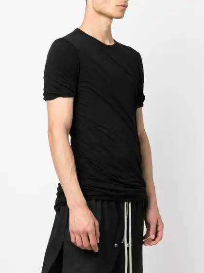 Oneofyou Dark Spiral Double-Layer T-Shirt for Men, Ro Style Niche Layered Base Layer, High Street Slim Fit Elastic Short Sleeves