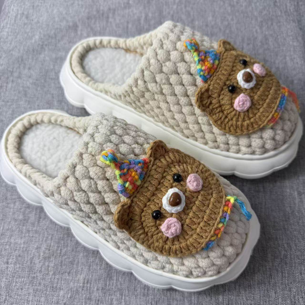 成品手工编织拖鞋材料云朵鞋钩针粗冰条毛线礼物送朋友成品,居家布艺,居家棉拖/棉鞋,淘宝优惠券,粉丝福利购,淘宝优惠卷