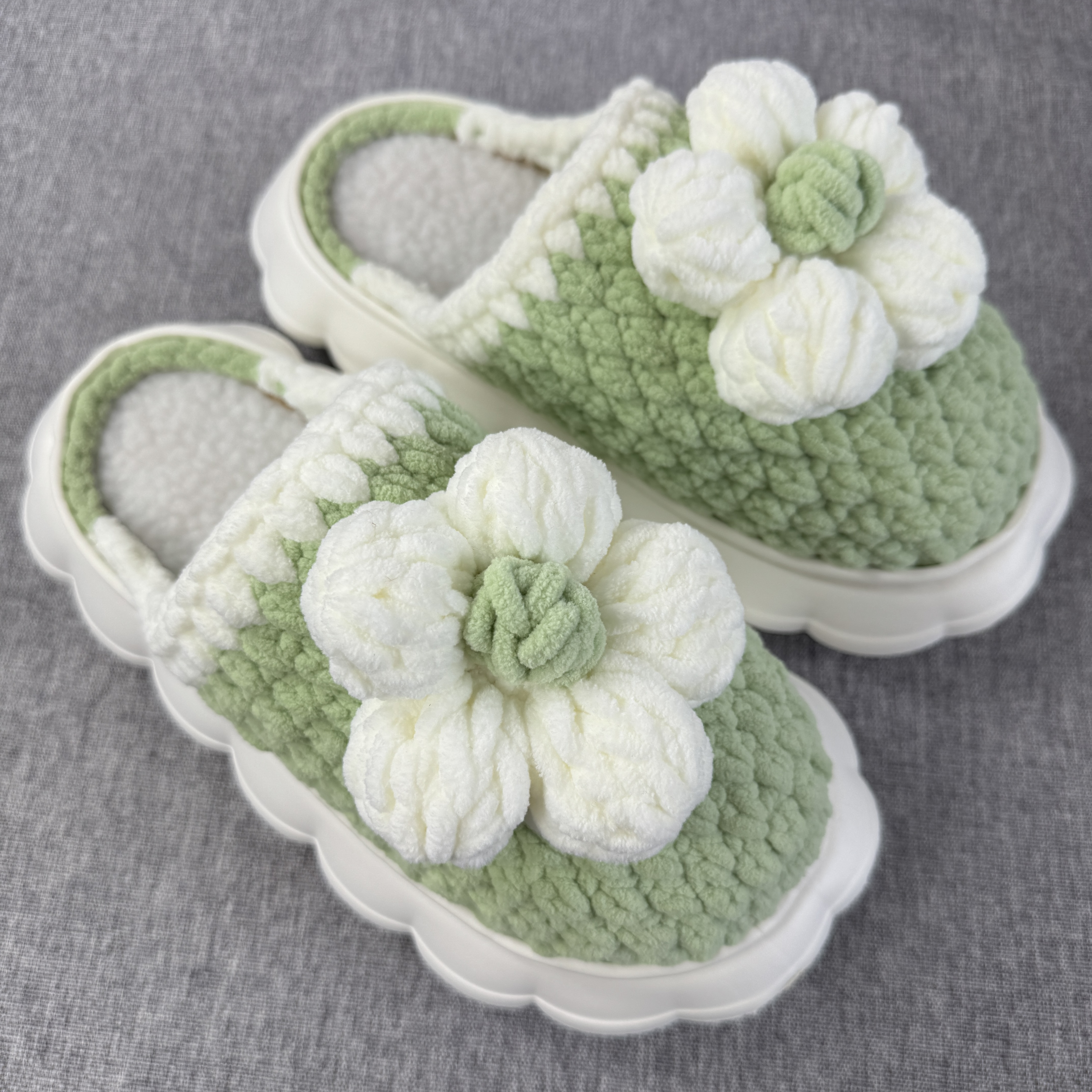 成品手工编织拖鞋材料云朵鞋钩针粗冰条毛线礼物送朋友成品