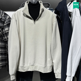 简约套头加绒卫衣6462333 柜299 半拉链舒适休闲长袖 男装 819 新款