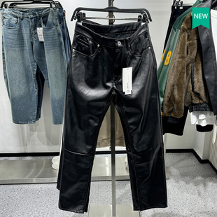 男装 新品 美式 黑色仿皮面料直筒休闲裤 800 柜429 5320714 冬季