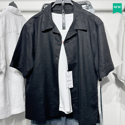 Z家翻领亚麻欧美简约短袖衬衫