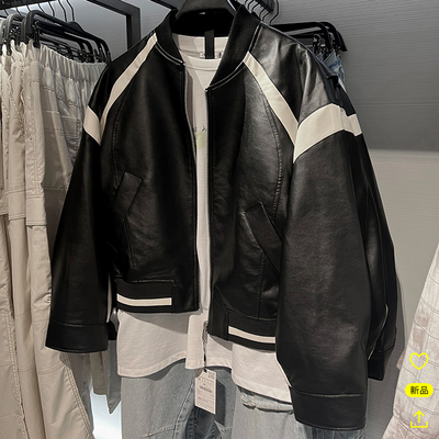 男装棒球领秋宽松撞色夹克外套