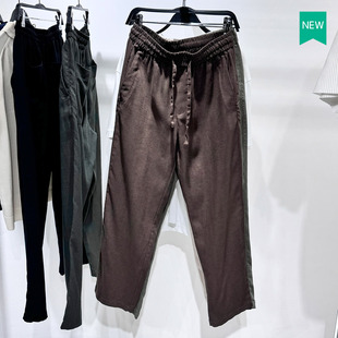 5070902 柜429 737 简约休闲长裤 松紧腰直筒亚麻裤 春夏新品 男装