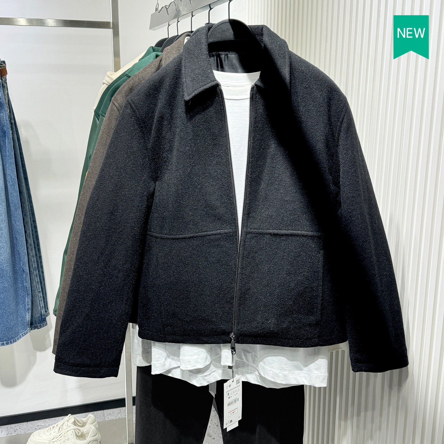 柜699！秋季新品男装仿毛呢翻领拉链直筒夹克薄棉外套8281211 800,男装,夹克,淘宝优惠券,粉丝福利购,淘宝优惠卷