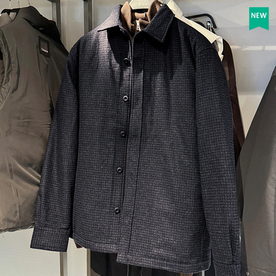 ZA男装翻领秋冬宽松羊毛混纺外套