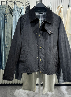 柜799！春季新品男装拼接皮革翻领短款夹克薄款外套ZA8281102 800