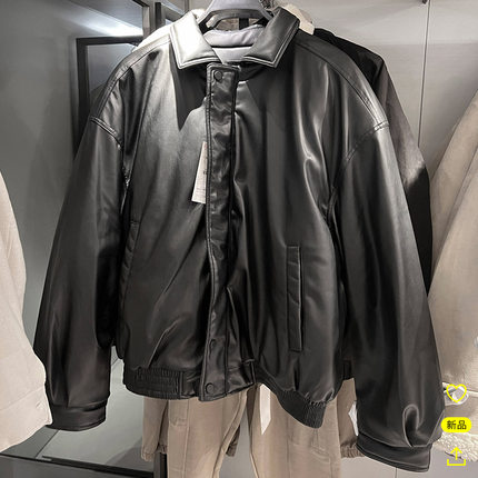 柜699！新品男装机车仿皮棉服加厚夹克ZA3833302 800男士PU皮外套