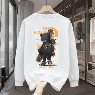 奥莱 暴力熊印花长袖 潮牌百搭男女2025秋冬季 宽松时尚 卫衣 新款