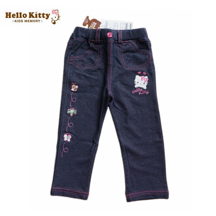 特卖Hello Kitty专柜正品春款女童装针织仿牛仔休闲长裤童裤薄款