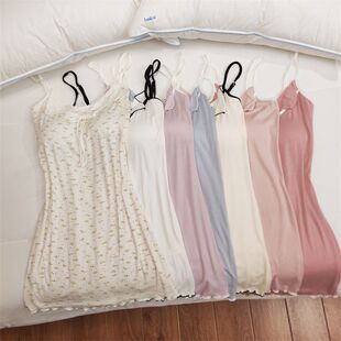 夏季新款莫代尔棉带胸垫睡裙女生甜美纯欲风高级感吊带睡裙家居服