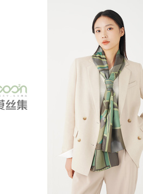 莨丝集/COO²N 丝巾桑蚕丝斜纹长巾几何印花苏博之景C-YT-45175