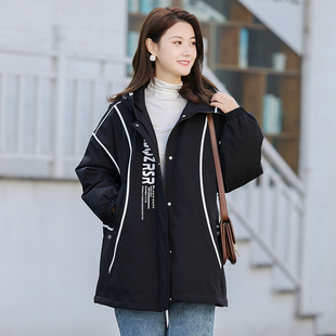 雪中飞2025冬季新款中长款羽绒服女百搭炸街宽松鸭绒薄款连帽外套