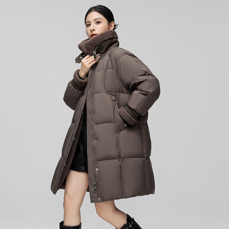 雪中飞2025冬季新款时尚加厚保暖气质中长款羽绒服女士鸭绒外套
