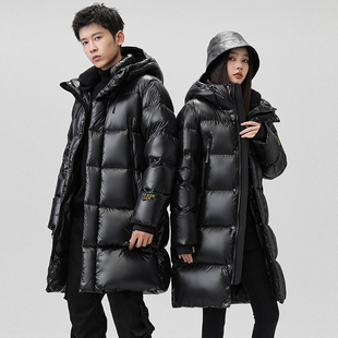 雪中飞2025情侣同款鹅绒服冬装加厚连帽中长款过膝羽绒服外套女