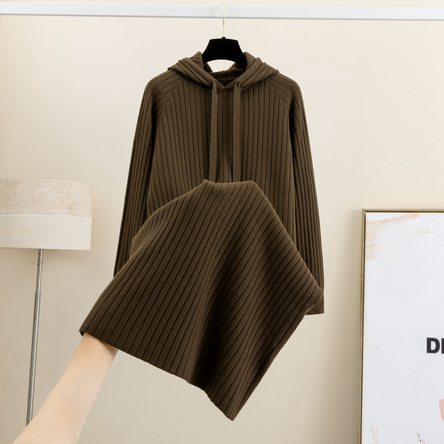 高端连帽长袖针织连衣裙女2025秋冬新款羊毛纯色宽松显瘦毛衣长裙,女装/女士精品,连衣裙,淘宝优惠券,粉丝福利购,淘宝优惠卷