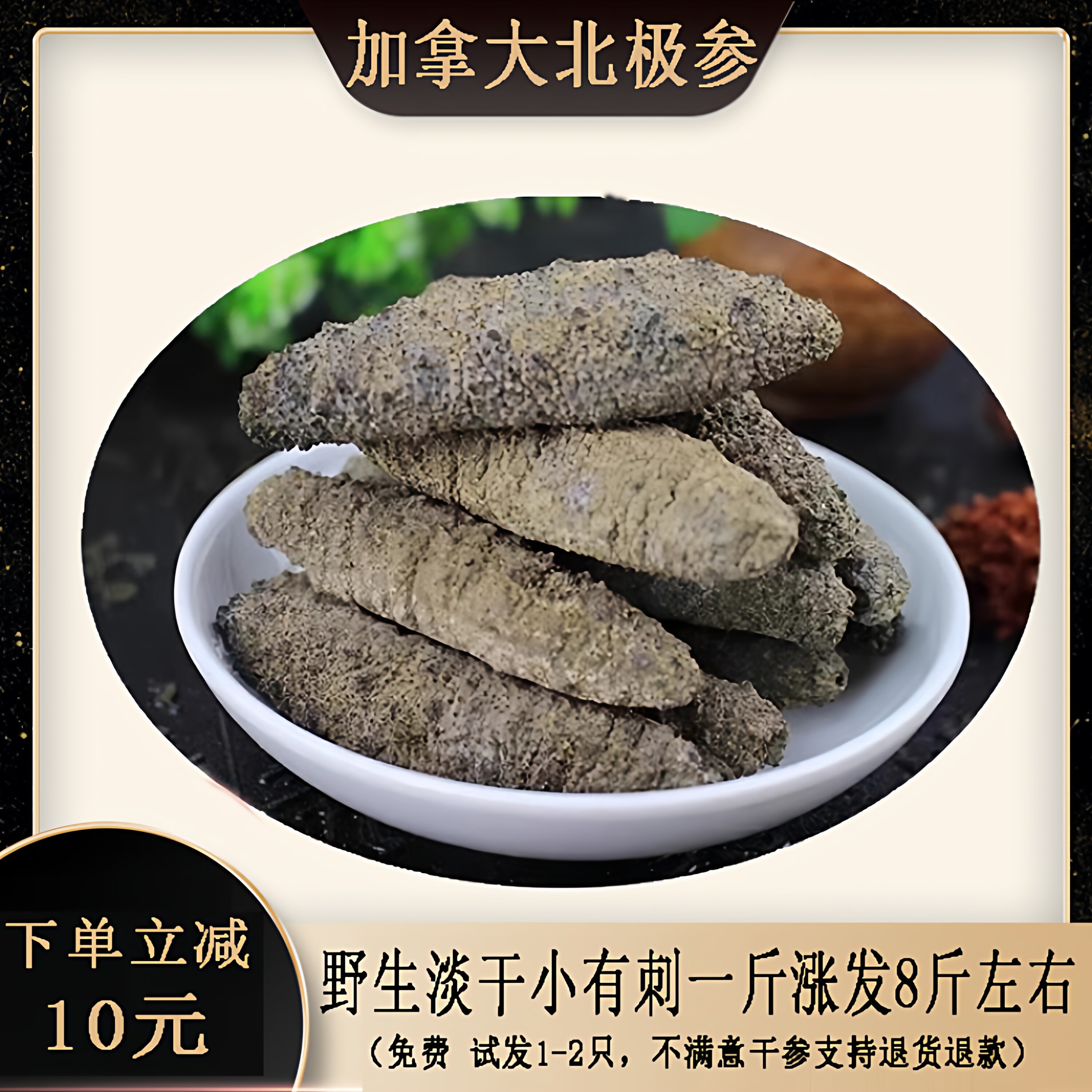 小有北极参500g 进口野生加拿大海参水产干货散装淡干刺海渗包邮