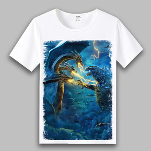 衣服 夏季 哥斯拉2怪兽之王周边t恤动漫cos二次元 卡通学生男女短袖