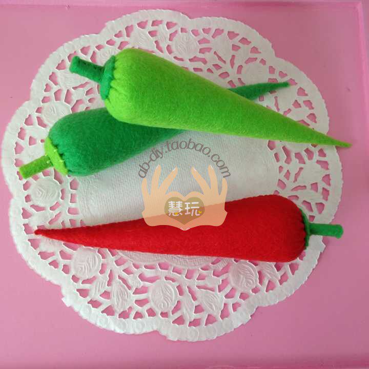 不织布幼儿园手工作业成品 蔬菜小尖长辣椒diy仿真过家家玩具制作