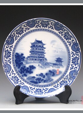景德镇名人彩盘设计滕王阁瓷器