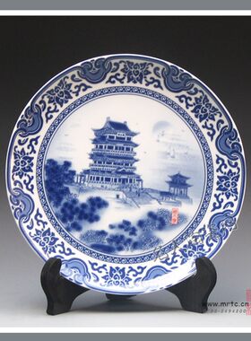 景德镇名人彩盘设计滕王阁瓷器