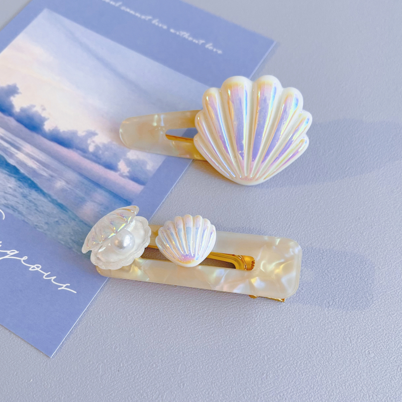 本守造原创手工人鱼贝壳鸭嘴夹发夹边夹仙气日韩日系