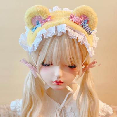 本守造原创黄毛绒小熊小糖果发带