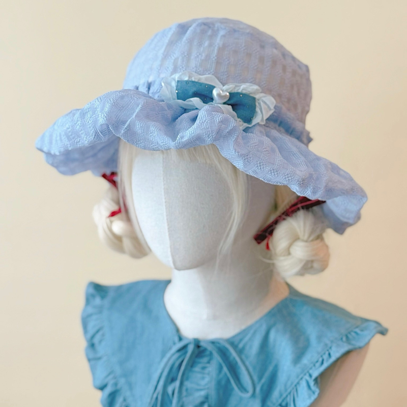 本守造原创蝴蝶结泡泡纱渔夫帽