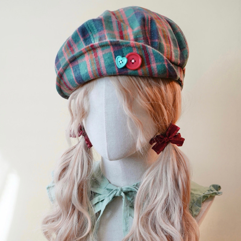 本守造原创手工纽扣圣诞格贝雷帽云朵帽秋冬保暖红绿格,服饰配件/皮带/帽子/围巾,帽子,淘宝优惠券,粉丝福利购,淘宝优惠卷