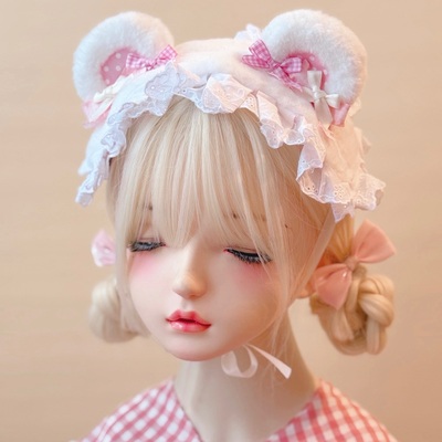 本守造原创丝带蝴蝶结熊耳发带