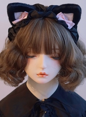本守造原创手工猫耳发箍Lolita kc黑粉蝴蝶结