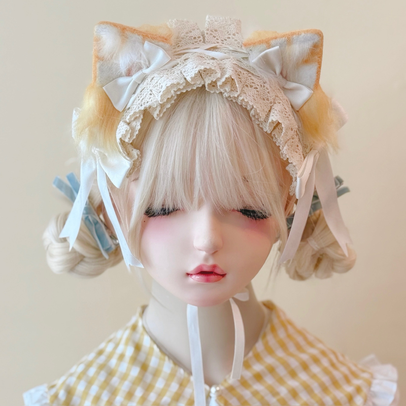 本守造原创蝴蝶结橘猫猫耳蕾发带