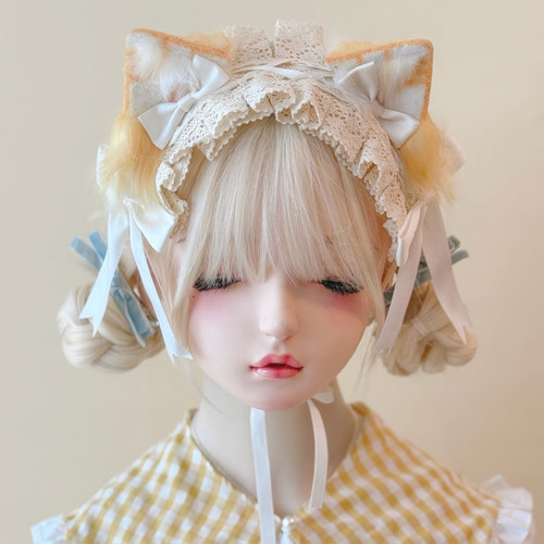 本守造原创蝴蝶结橘猫猫耳蕾发带