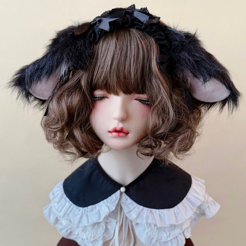 本守造原创蝴蝶结毛绒垂耳兔发箍