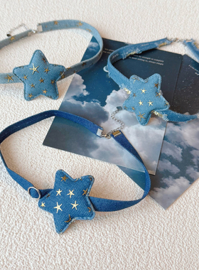 本守造原创印金星星牛仔颈链