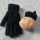 东北加厚双层北极绒冬季 保暖防寒触屏针织毛线手套纯黑色加大男士