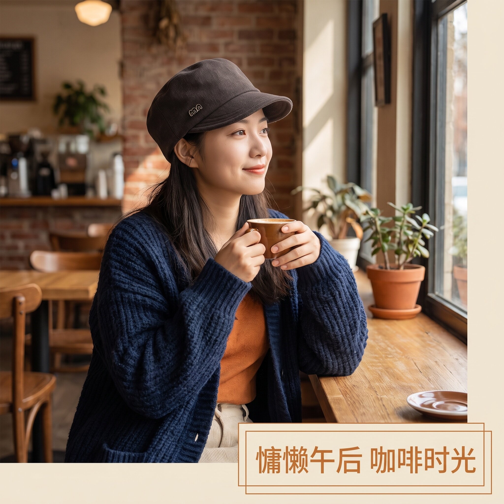 简约短檐女士秋冬保暖复古鸭舌帽