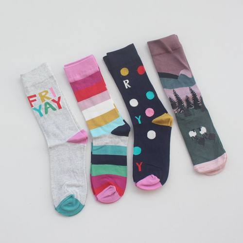 【猫耳】英单JOU女士竹纤维条纹圆点印花袜子