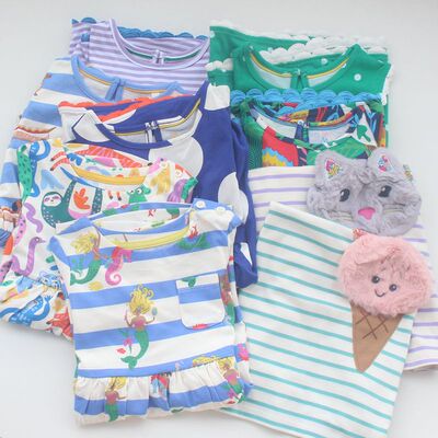 【猫耳】2-12码 英单BD女童纯棉条纹圆点印花连衣裙儿童夏季裙子