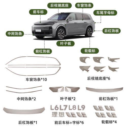 适用于理想L6L7L8L9暗金色哑金色套件车窗饰条装饰汽车用品配件