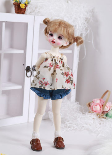 包邮bjd6分衣服套装吊带短裤花边