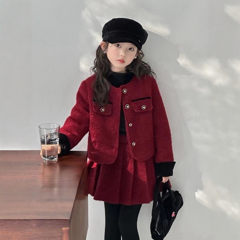 女童羽绒小香风套装儿童洋气百褶裙红色裙子拜年服冬装外套过年,童装/婴儿装/亲子装,套装,淘宝优惠券,粉丝福利购,淘宝优惠卷