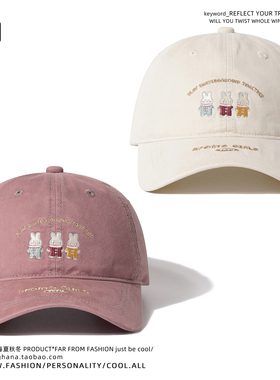 日系复古可爱潮牌重磅刺绣鸭舌帽女韩版休闲BF风工装遮阳棒球帽男