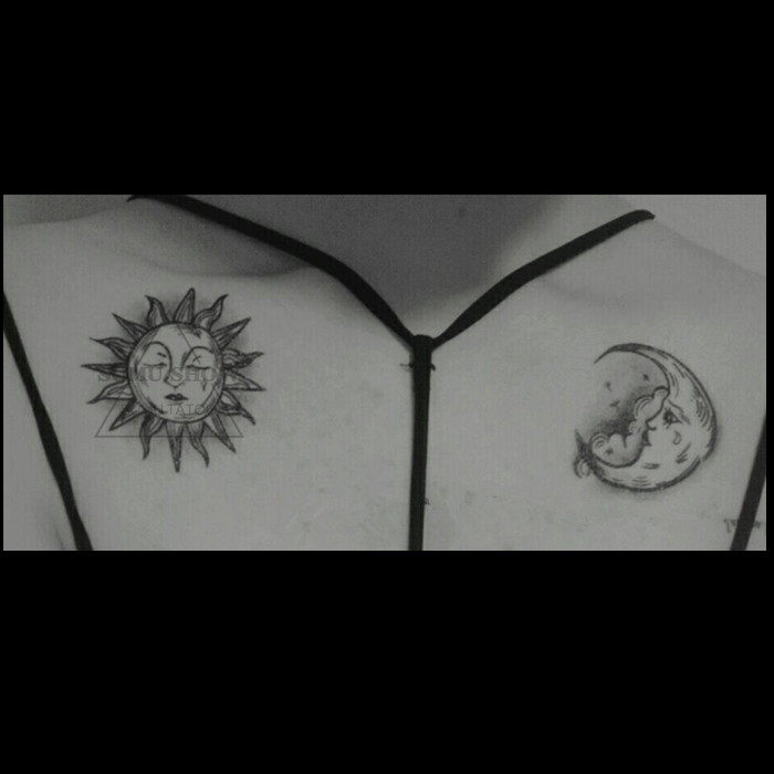 9包邮纹身贴原创韩国时尚太阳月亮仿真持久防水男女网红刺青贴