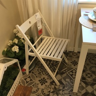 大连宜家 IKEA 泰耶 折叠椅餐椅学习椅椅子实木北欧承认白色黑色