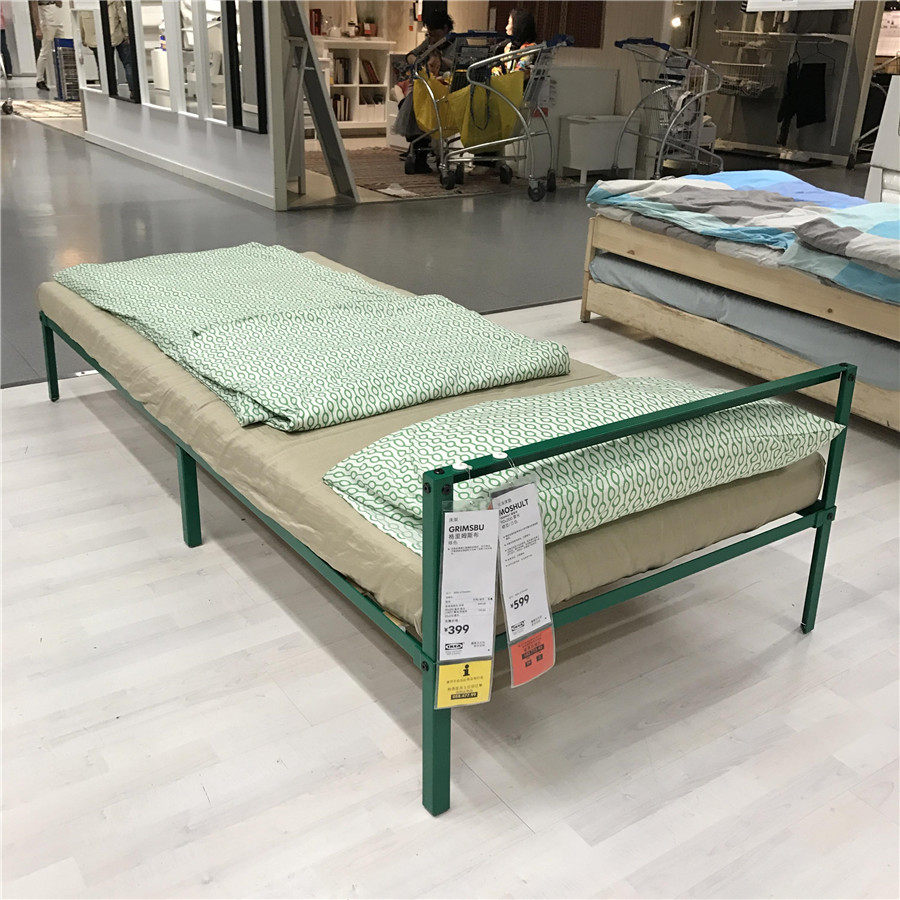 宜家铁艺床 格里姆斯布床架,绿色单人床儿童床北欧简约小户90*200