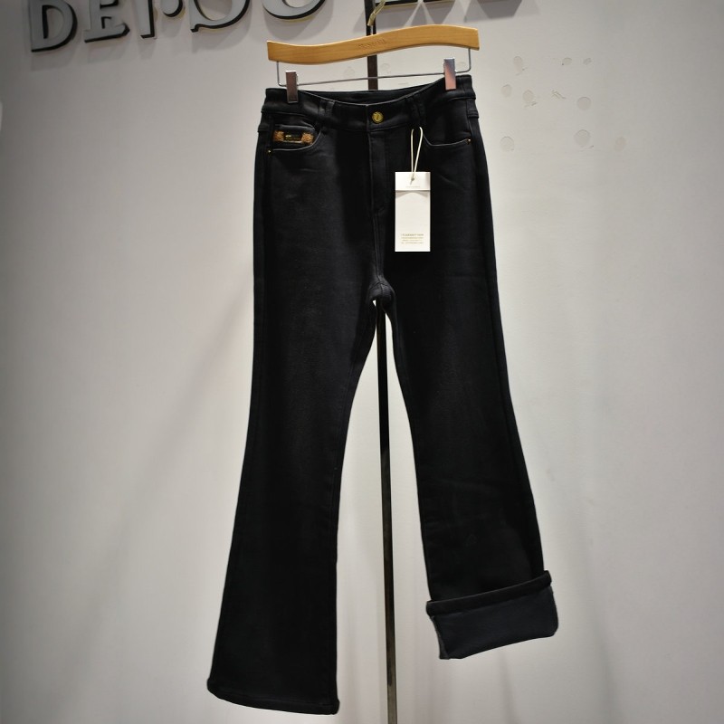 品牌女装女裤2026冬季59038专柜加绒弹力休闲时尚喇叭牛仔裤